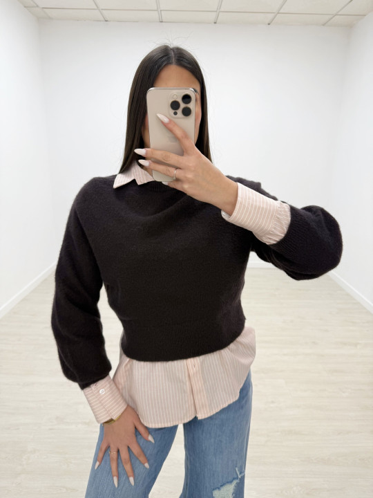 JERSEY CROP LANA MARRÓN